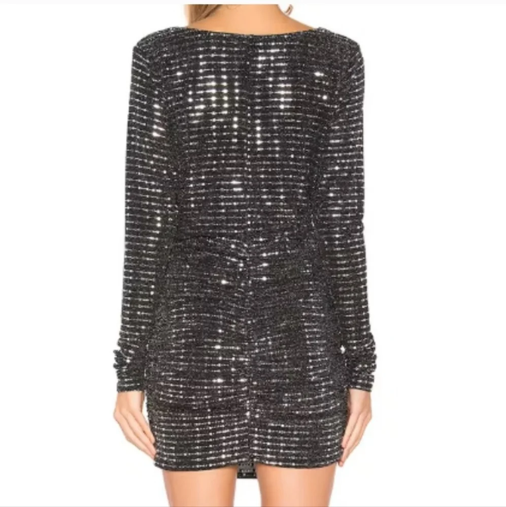 $178, H:ours Isla Cowl Neck, Sequin Black Mini Dress, has stretch, X Rev… - Picture 3 of 5